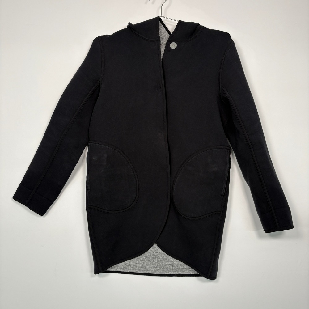 Lululemon Womens Urban Horizons Reversible Hooded Jacket Sz M Black Grey S Coat